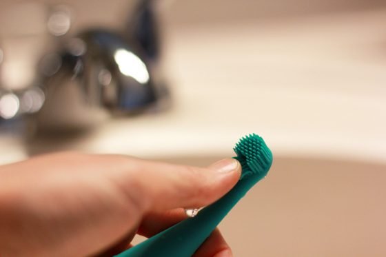 Soft And Gentle Silicone Bristles Of The Issa Mikro Electric Baby Toothbrush