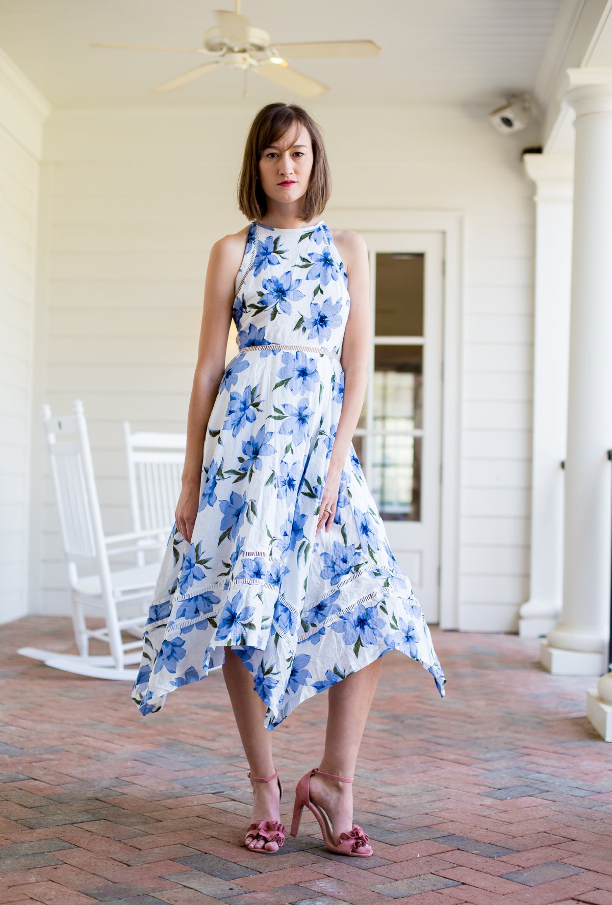 Zahara blue and white shop floral print midi dress