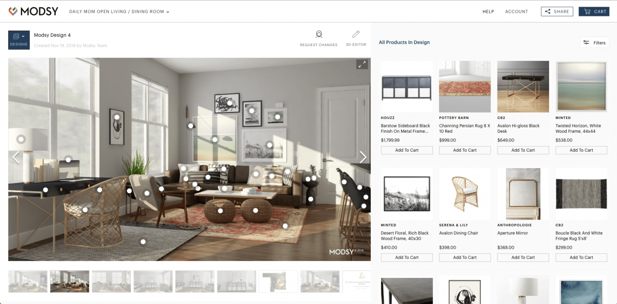 Modsy Virtual Interactive Interior Designer Room 2