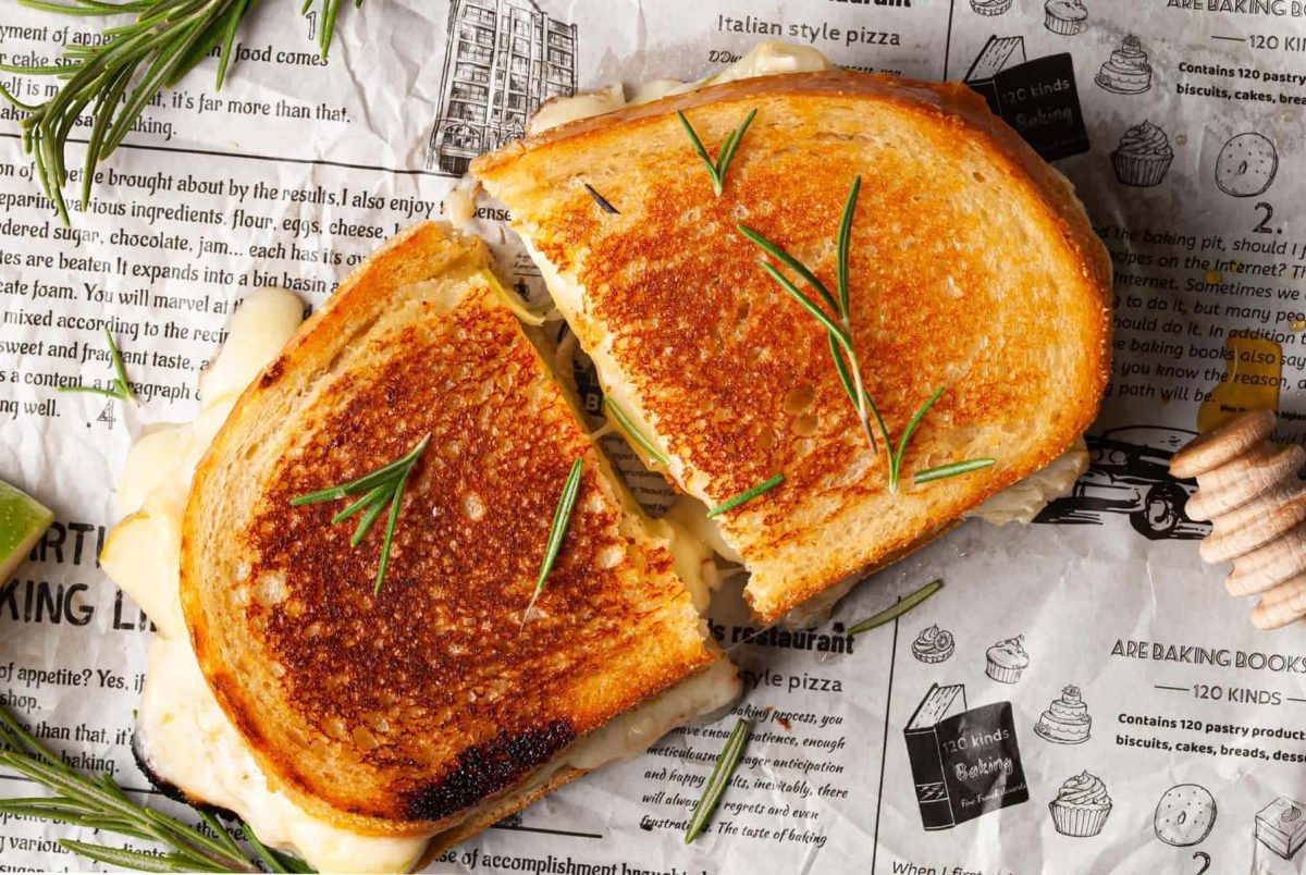 Brie And Apple Grilled Cheese Overhead Shot