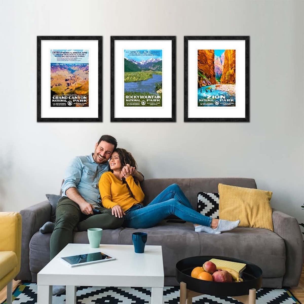 3 Framed Prints Living Room With