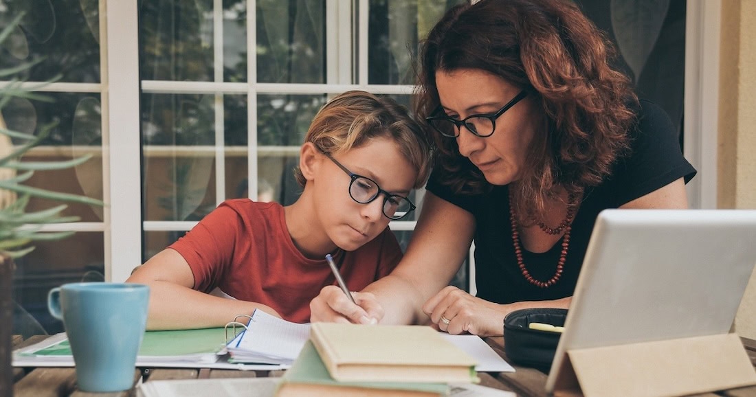 Parent Helping With Homework