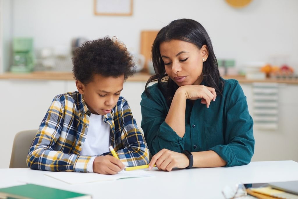 Parent Helping With Homework