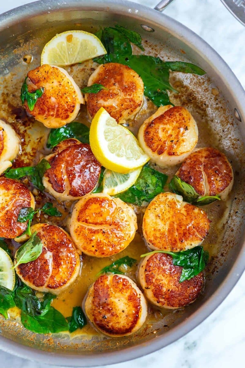 15 Best Recipes Using Scallops: Perfect Seared Scallops &Amp; Pan Seared Scallops With Garlic Butter Cream Sauce 1 Daily Mom, Magazine For Families